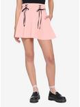 Pastel Pink Lace-Up Skater Skirt, PINK, hi-res