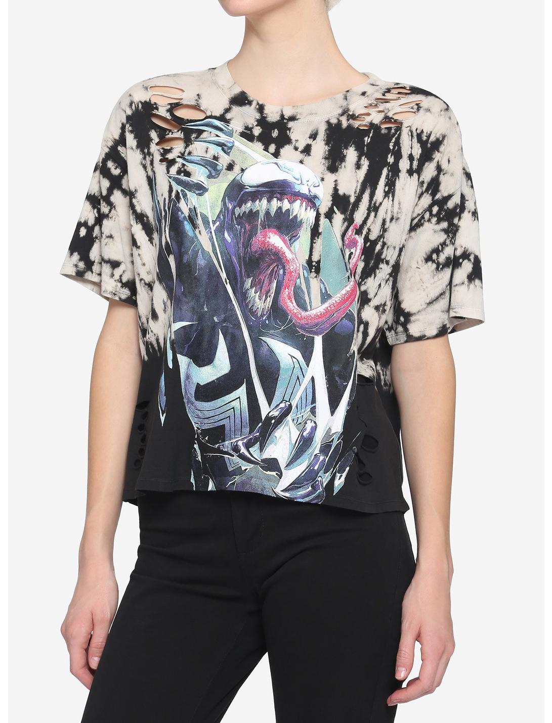 Her Universe Marvel Venom Acid Wash Girls Crop T-Shirt, MULTI, hi-res