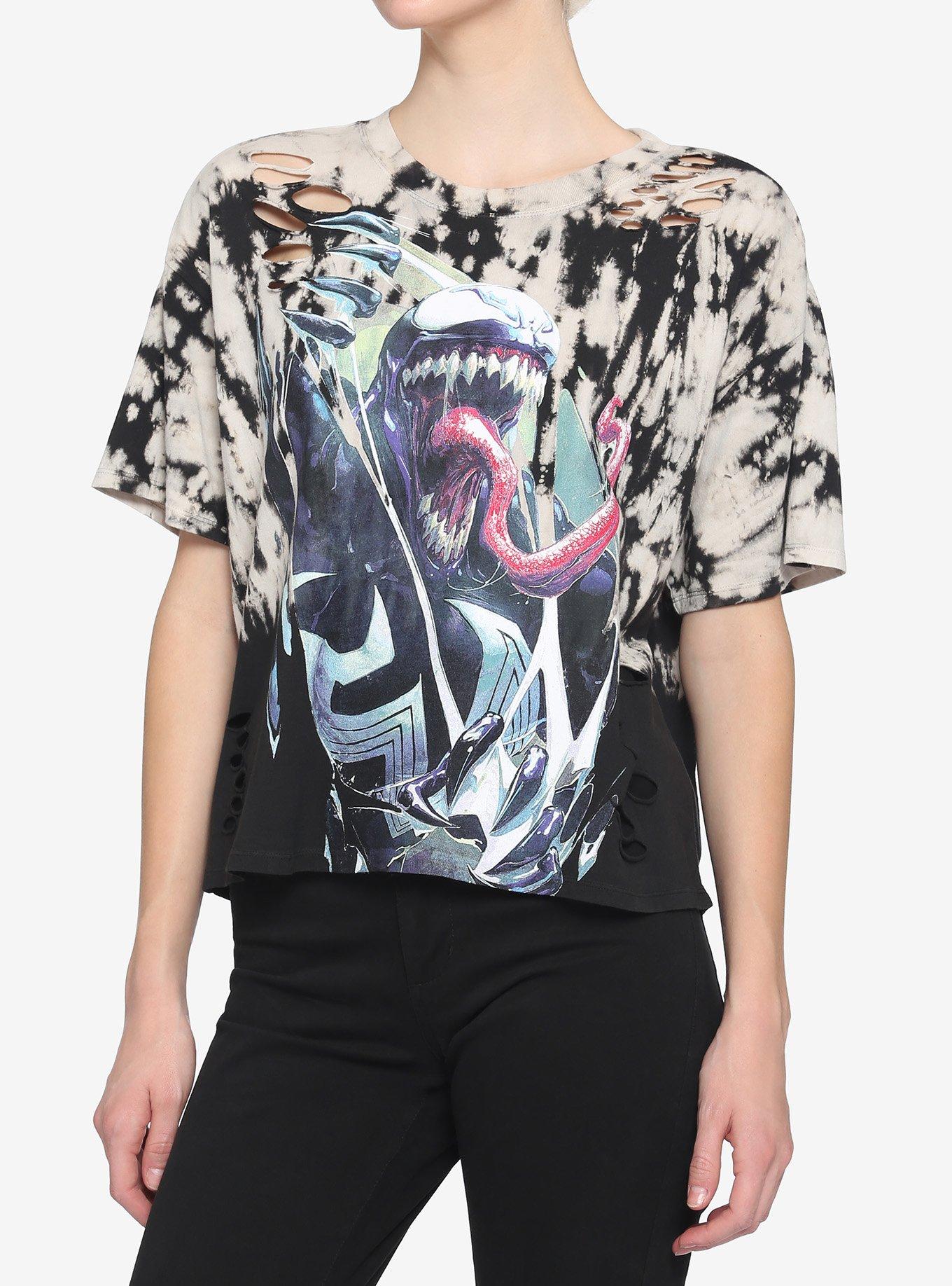 Her Universe Marvel Venom Acid Wash Girls Crop T-Shirt, MULTI, hi-res