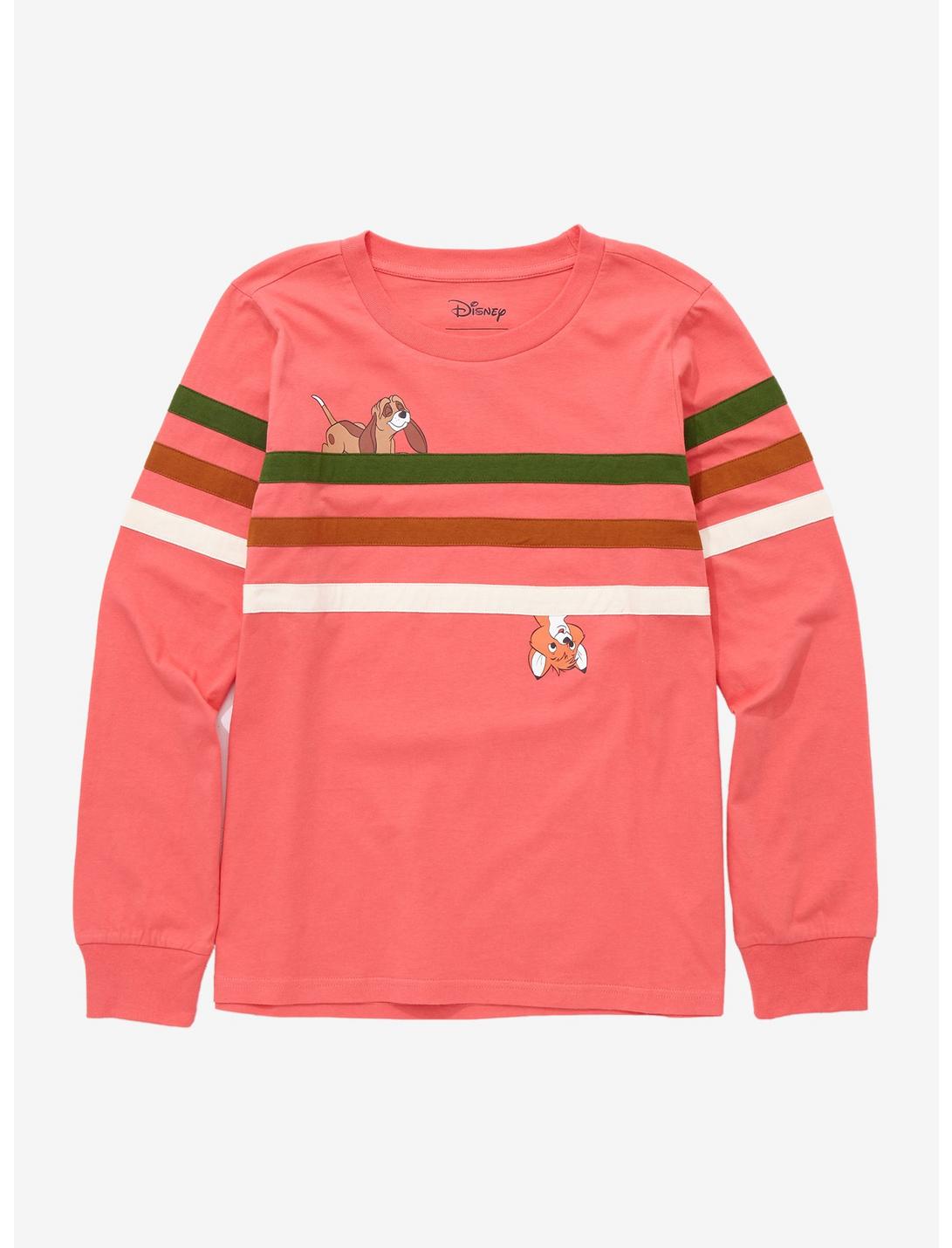 Disney The Fox and the Hound Striped Women's Long Sleeve T-Shirt - BoxLunch Exclusive, CORAL, hi-res