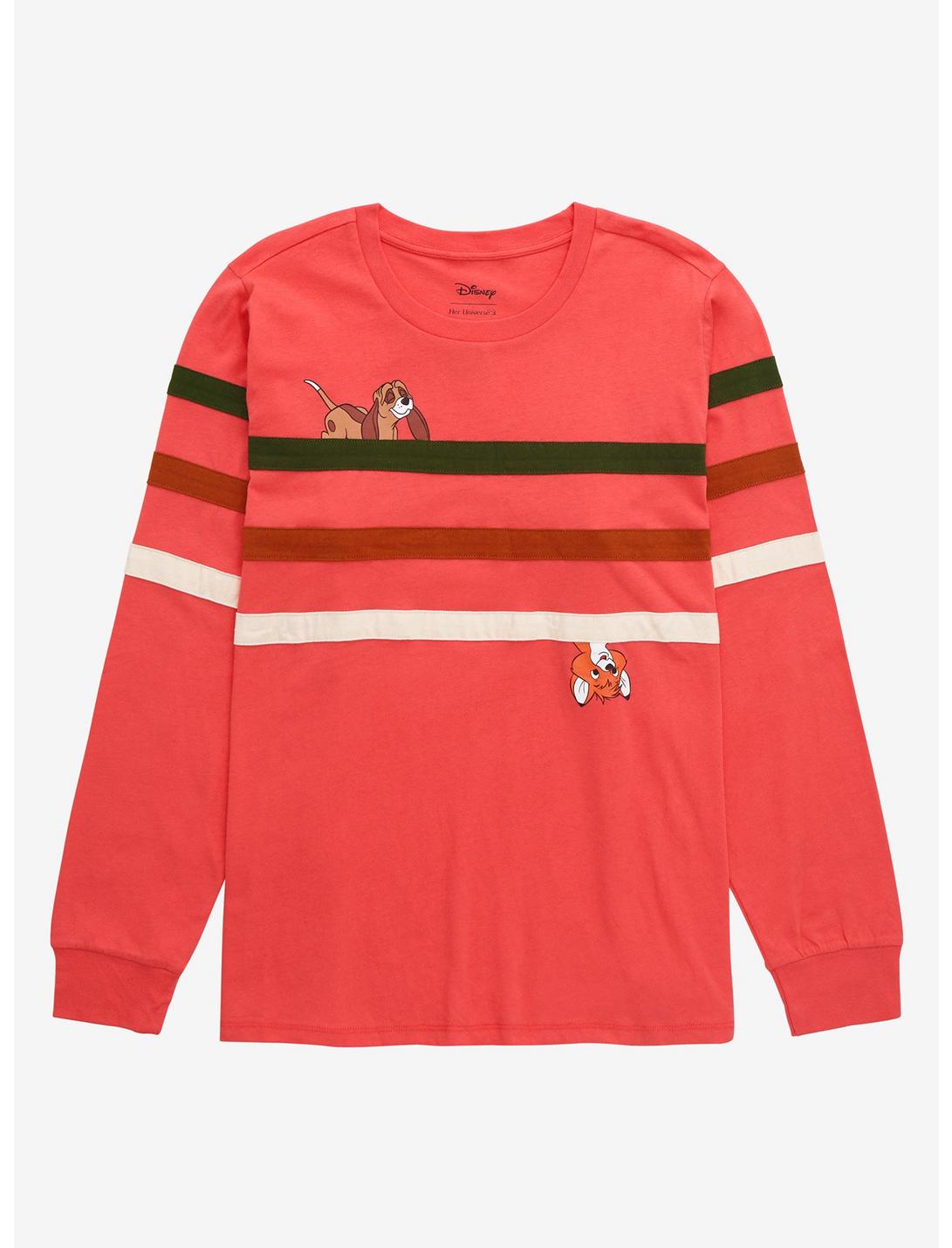 Our Universe Disney The Fox and the Hound Striped Plus Size Long Sleeve T-Shirt - BoxLunch Exclusive, CORAL, hi-res
