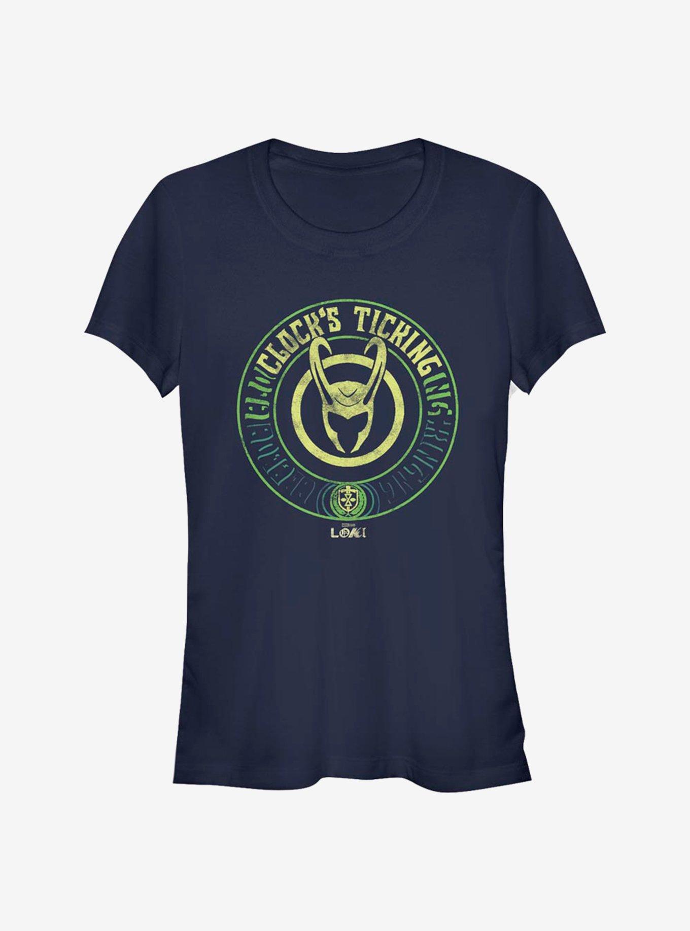 Marvel Loki Clock's Ticking Girls T-Shirt, NAVY, hi-res