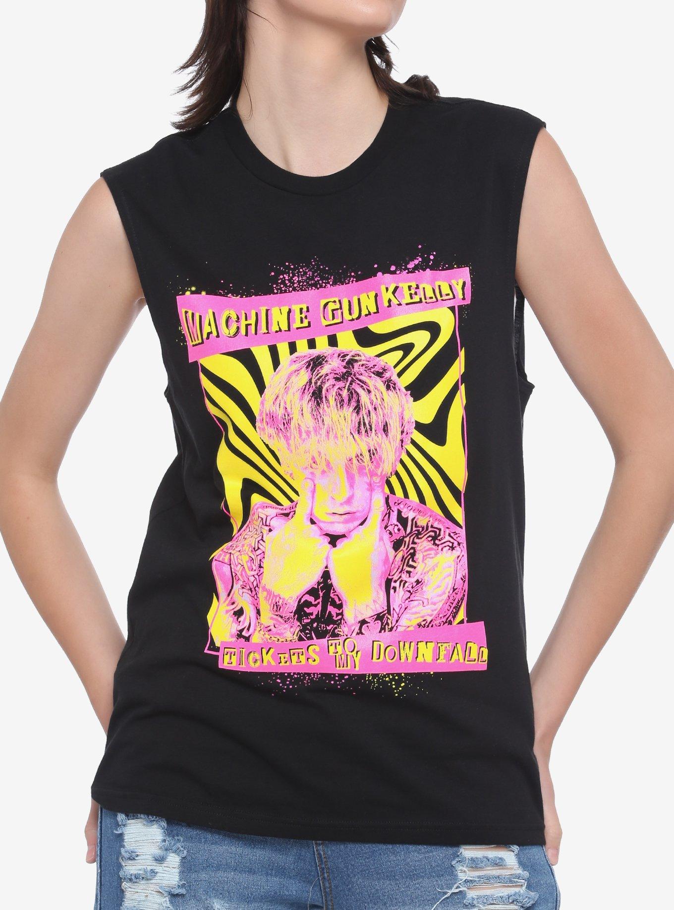 Machine Gun Kelly Neon Portrait Girls Muscle Top, BLACK, hi-res