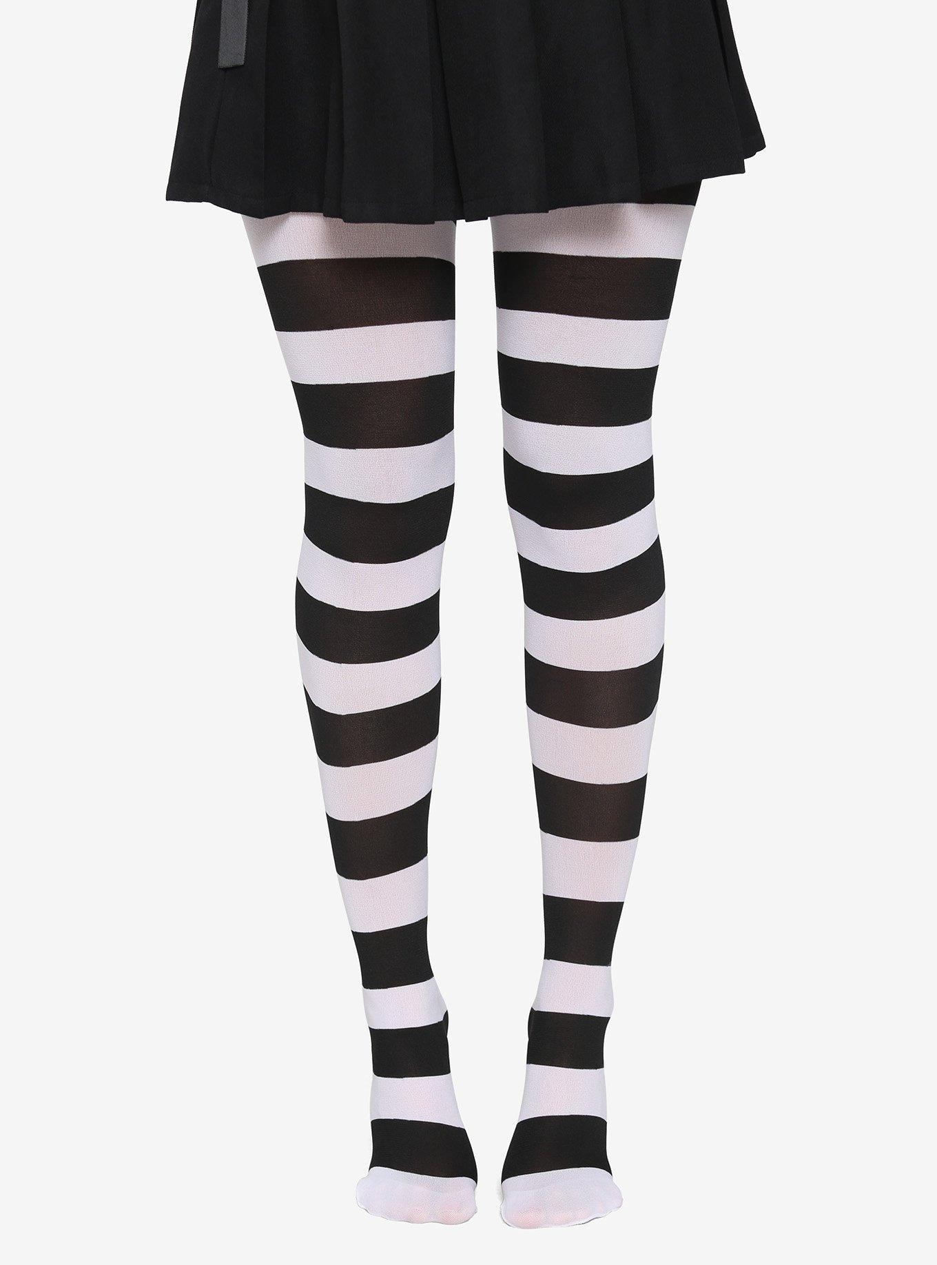 Grey and Black Striped Tights