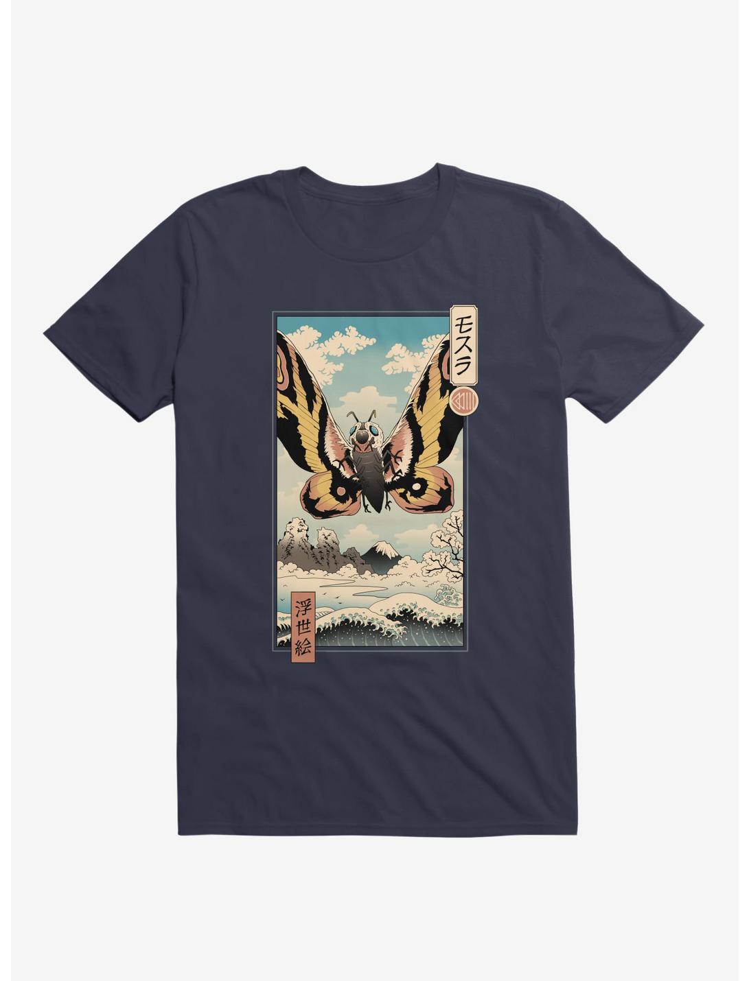 Ancient Moth Ukiyo-E T-Shirt, NAVY, hi-res