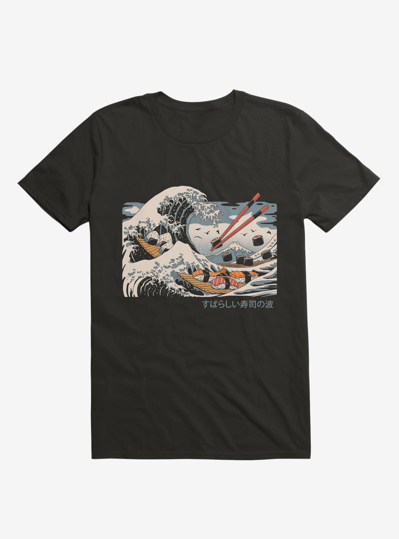 The Great Sushi Wave T-Shirt, BLACK, hi-res