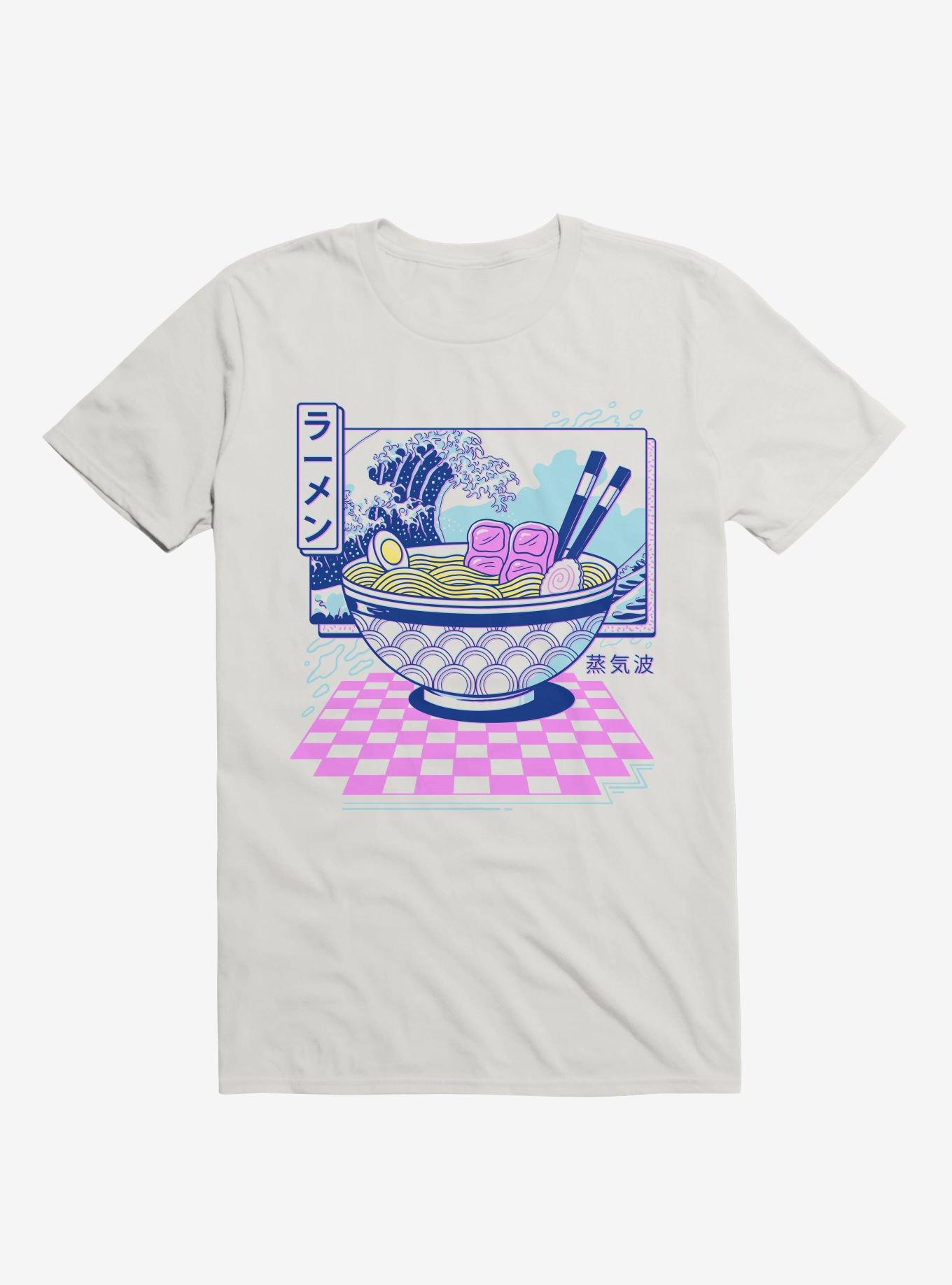 Vaporwave Ramen T-Shirt, WHITE, hi-res