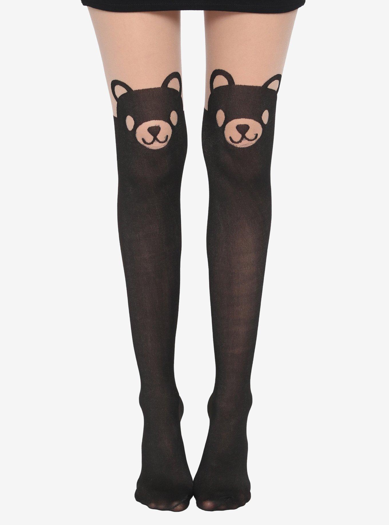 Bear Faux Thigh High Tights, , hi-res