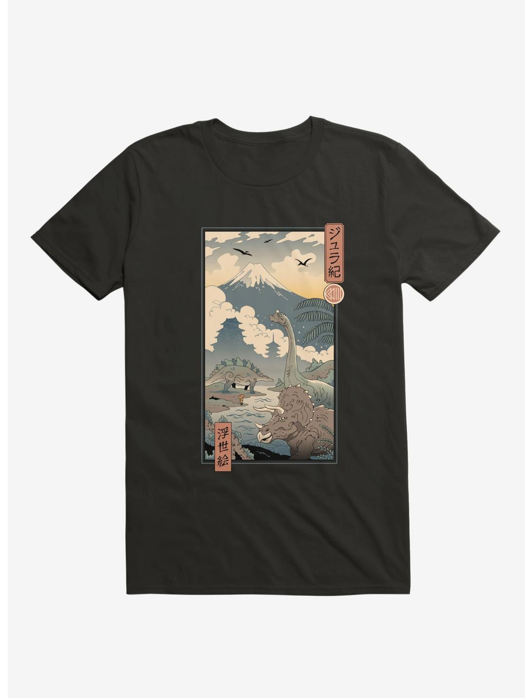 Jurassic Ukiyo-E 1 T-Shirt, BLACK, hi-res