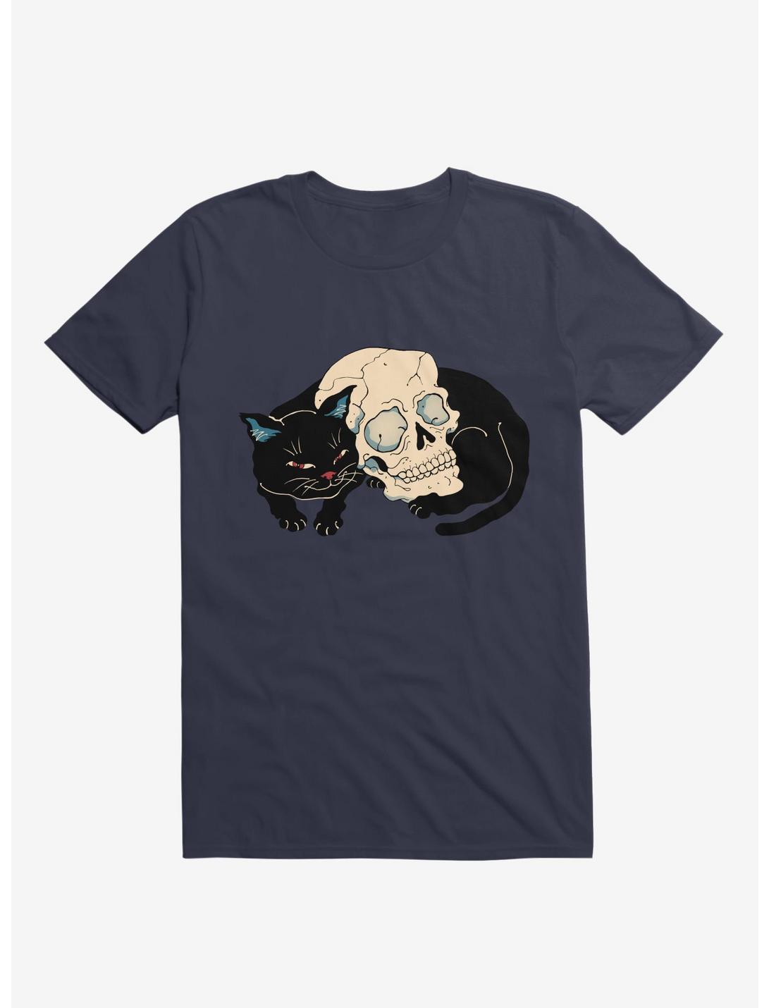 Neko Skull T-Shirt, NAVY, hi-res