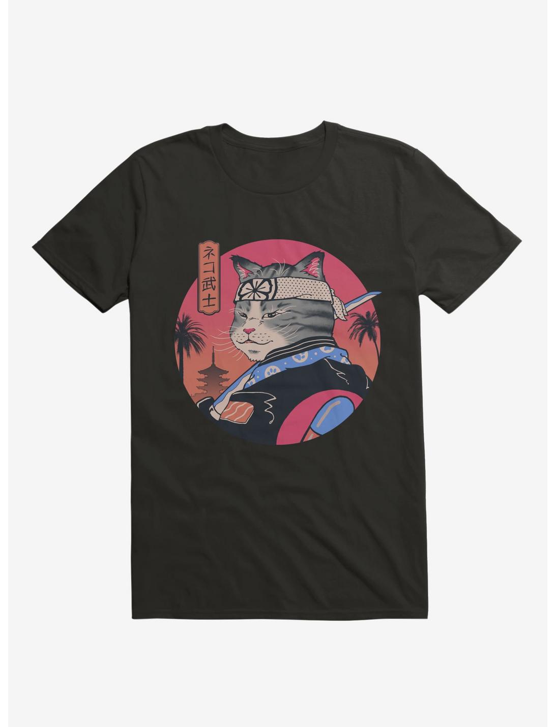 Samurai Cat T-Shirt, BLACK, hi-res