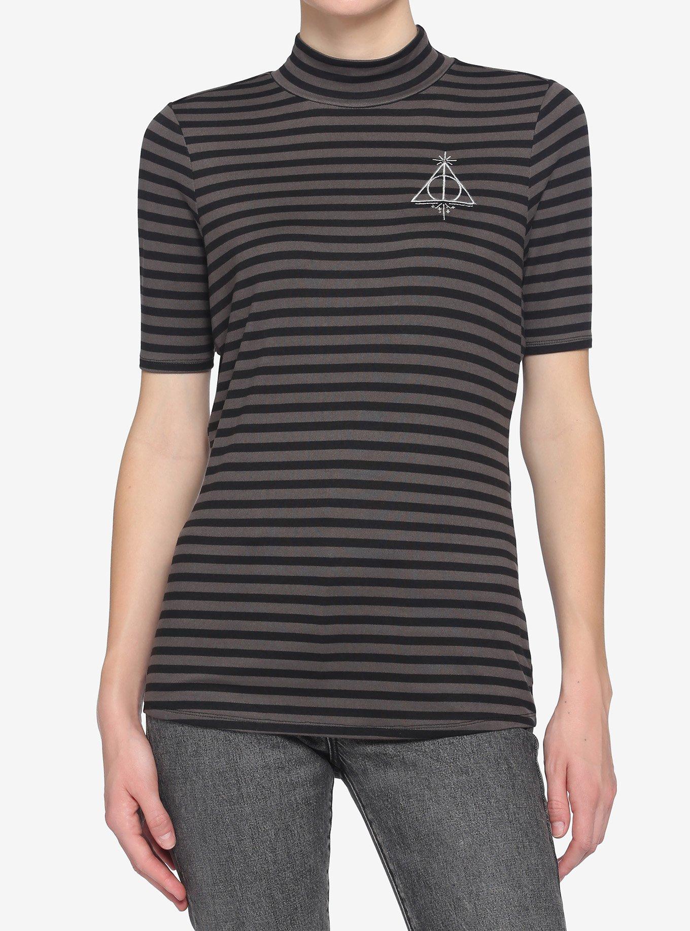 Harry Potter Deathly Hallows Stripe Mock Neck Top, MULTI, hi-res