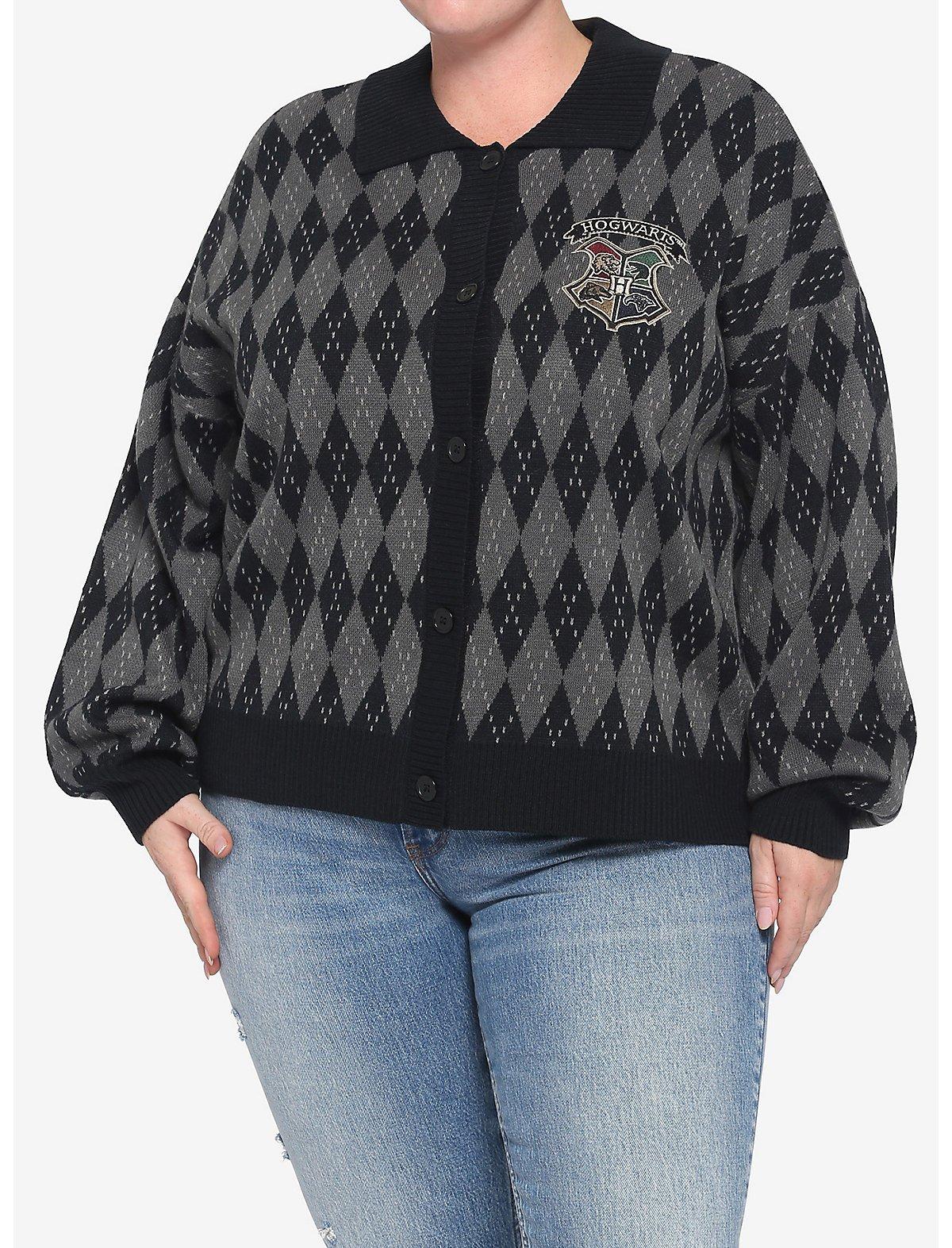 Harry Potter Hogwarts Argyle Cardigan Plus Size, MULTI, hi-res