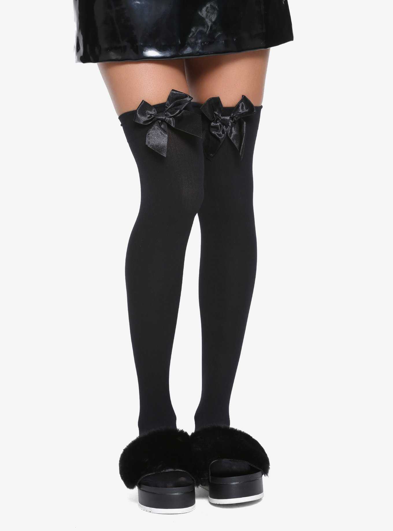 Black Bow Thigh Highs, , hi-res