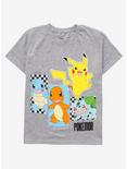 Pokémon Pikachu & Gen 1 Starters Youth T-Shirt - BoxLunch Exclusive, GREY, hi-res