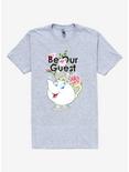 Disney Beauty and the Beast Mrs. Potts Be Our Guest Floral Women's T-Shirt - BoxLunch Exclusive, HEATHER GREY, hi-res