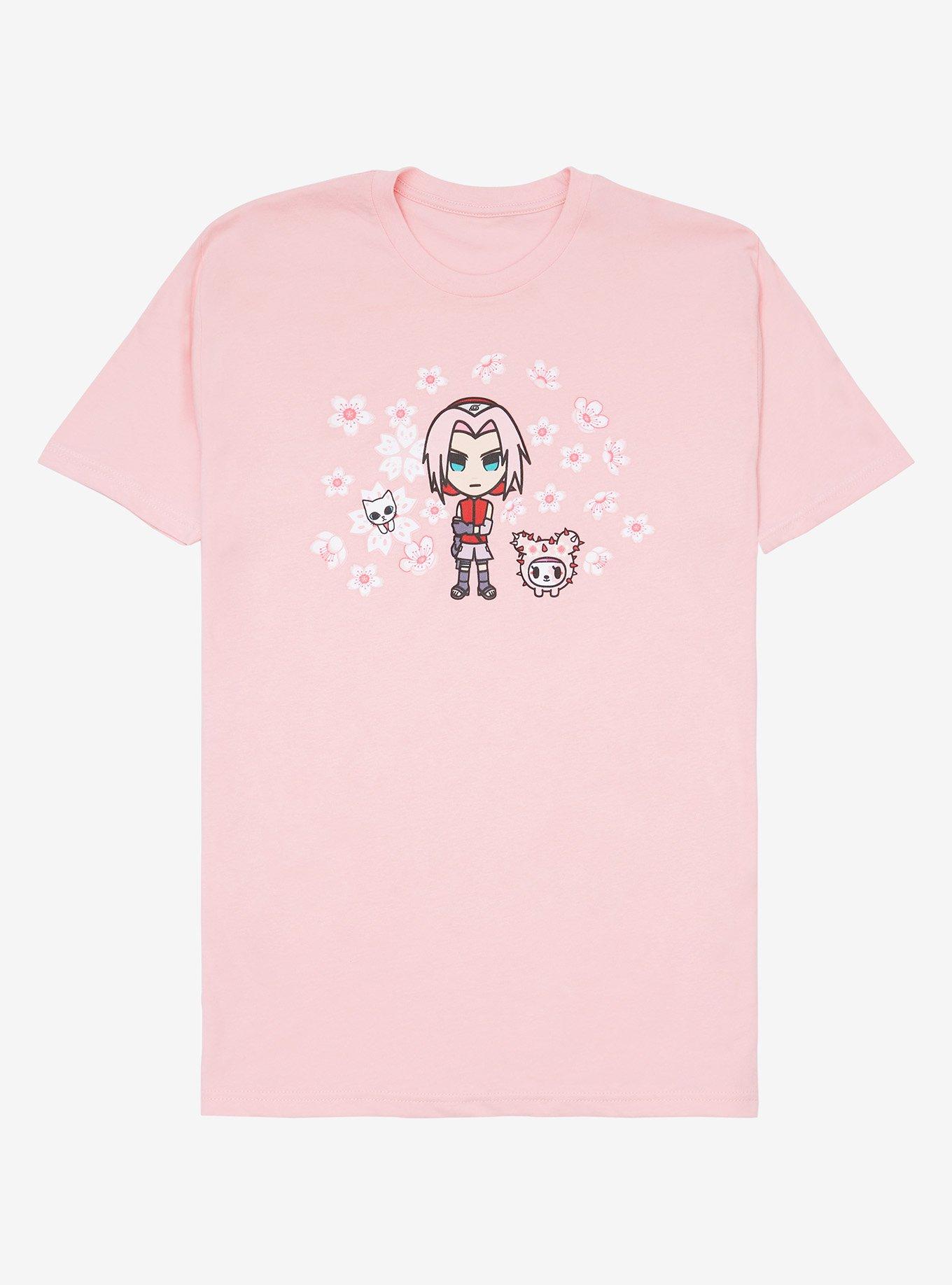tokidoki x Naruto Shippuden Sakura with Flowers T-Shirt - BoxLunch Exclusive, LIGHT PINK, hi-res