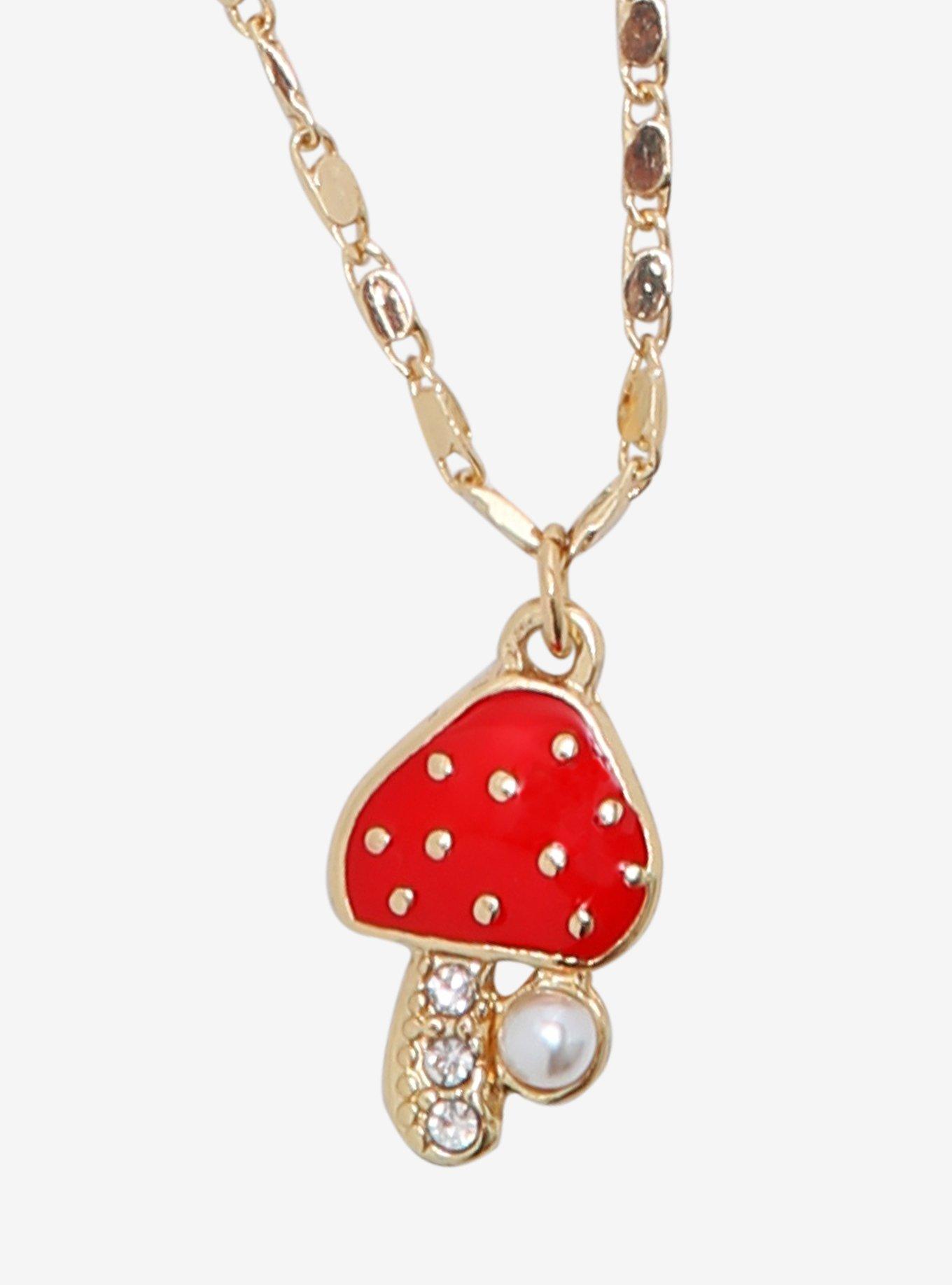 Dainty Mushroom Necklace, , hi-res