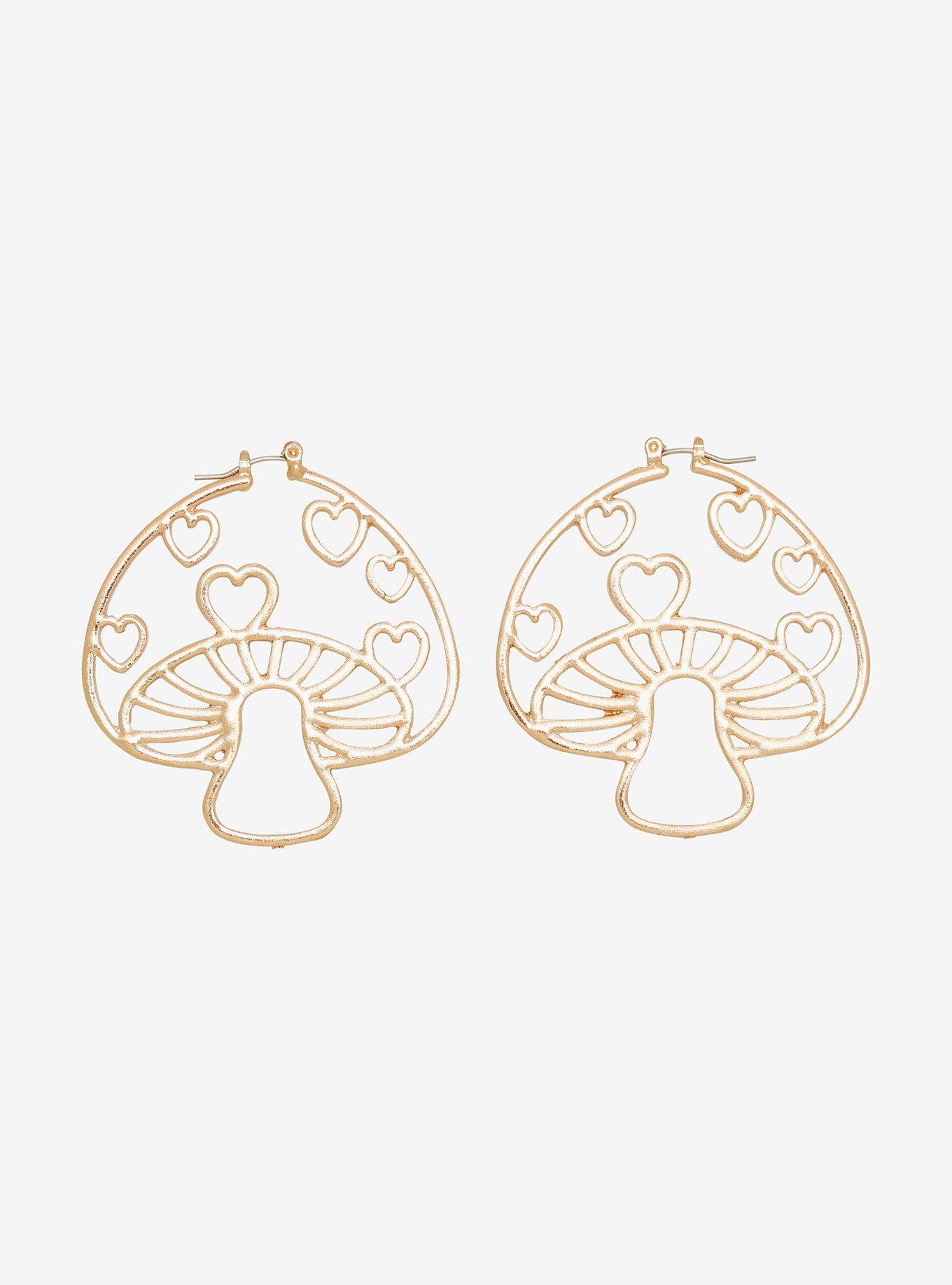 Mushroom Heart Hoop Earrings, , hi-res view 1