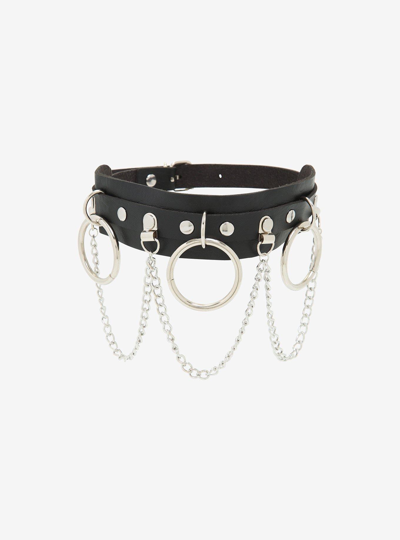 Black Faux Leather O Ring Choker Hot Topic