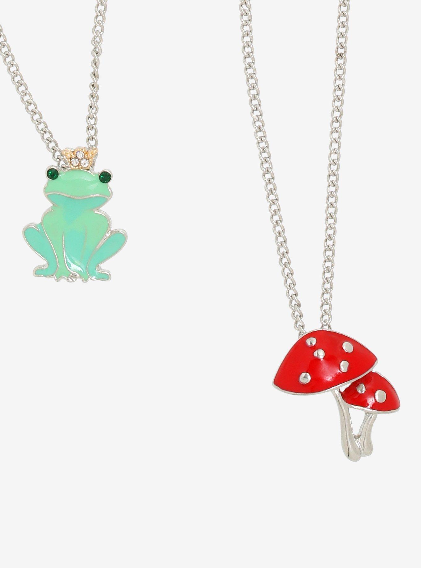 Frog & Mushroom Best Friend Necklace Set, , hi-res