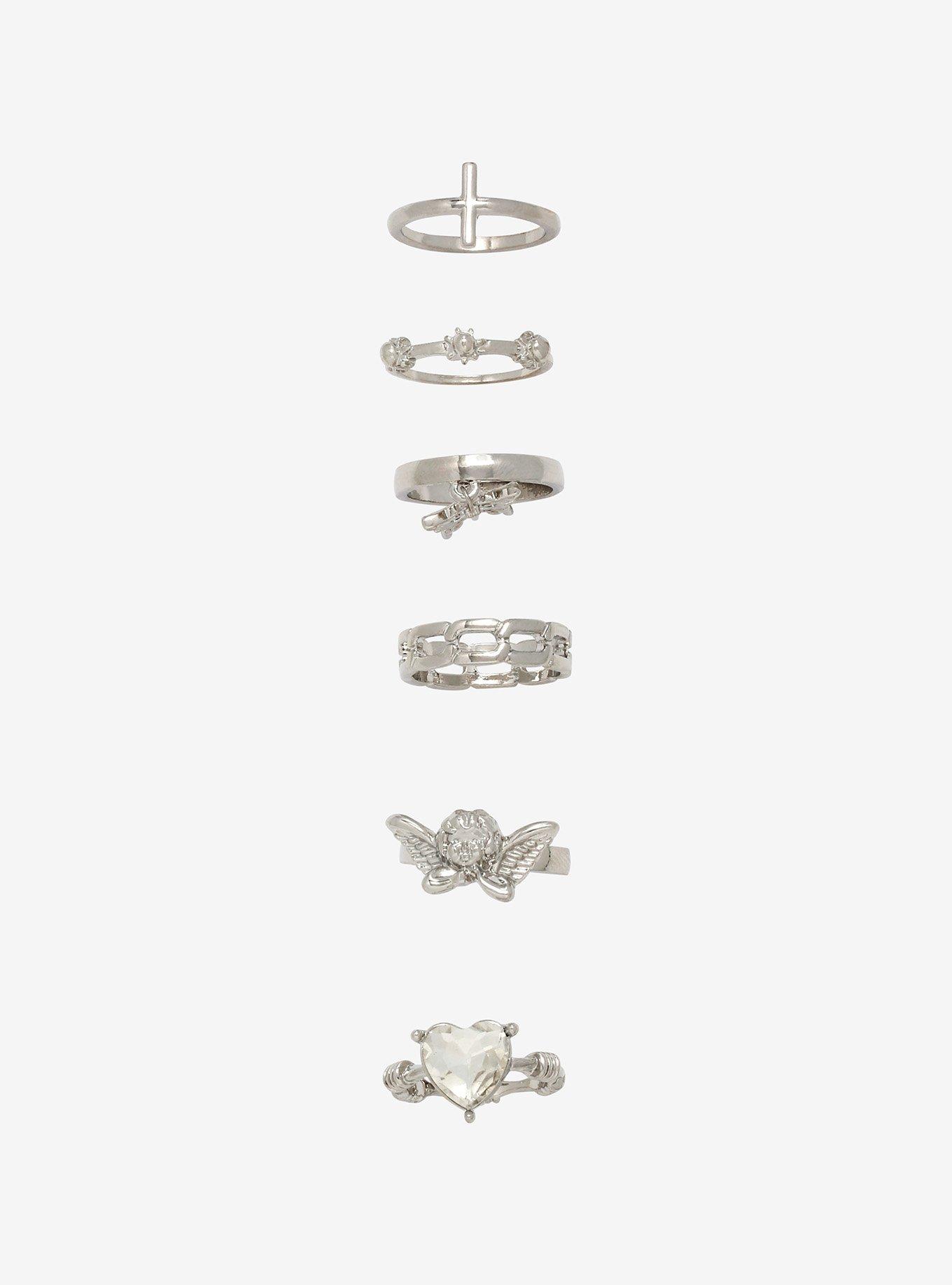 Angel Barbed Wire Ring Set, , hi-res