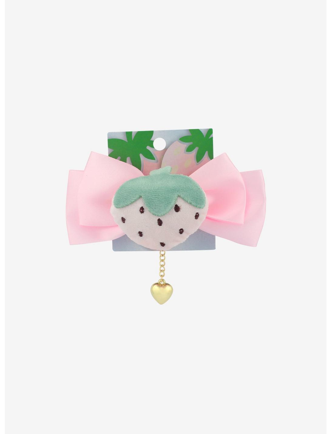 Pastel Puffy Strawberry Bow Hair Clip, , hi-res
