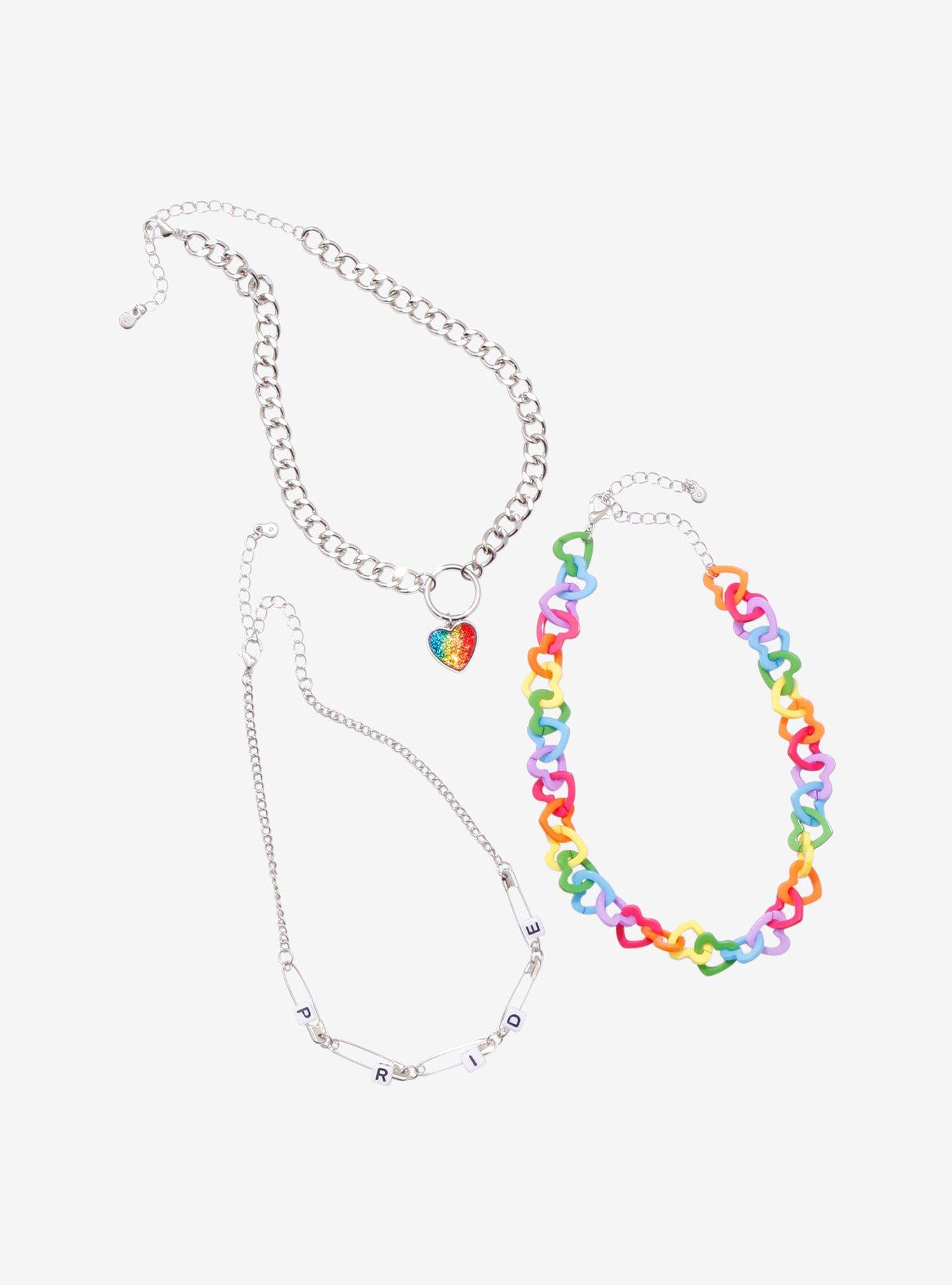 Pride Rainbow Heart Choker Set, , hi-res