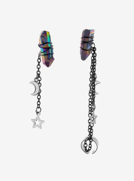 Crystal Dangle Black Ear Cuffs | Hot Topic