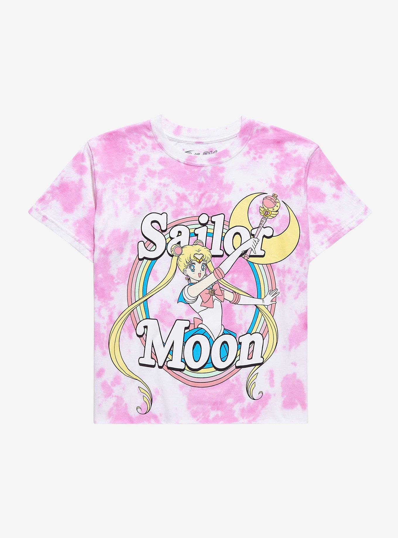 Sailor Moon Pink Tie-Dye Girls Crop T-Shirt, MULTI, hi-res
