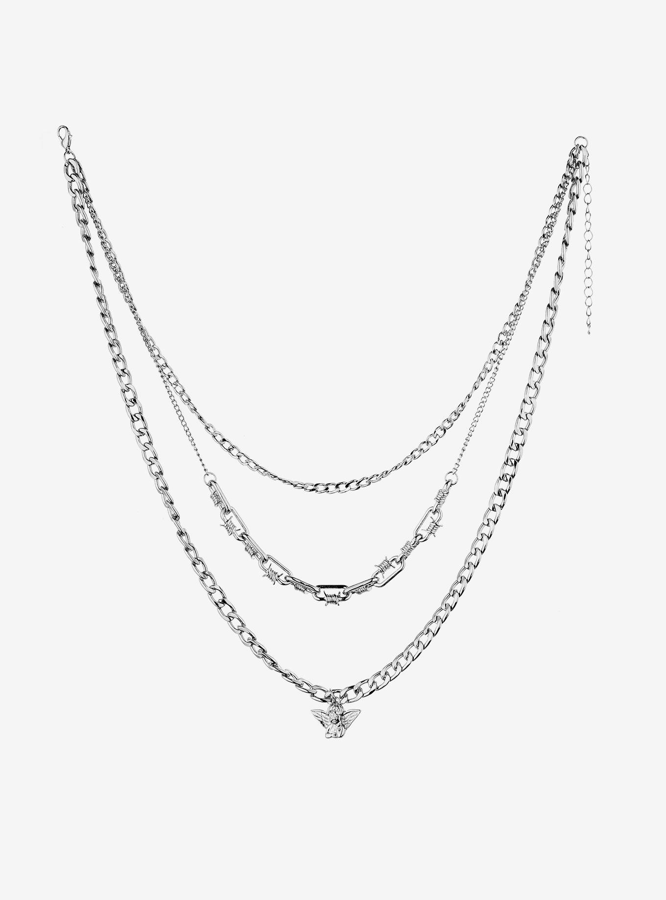 Barbed Wire Angel Chair Layered Necklace, , hi-res