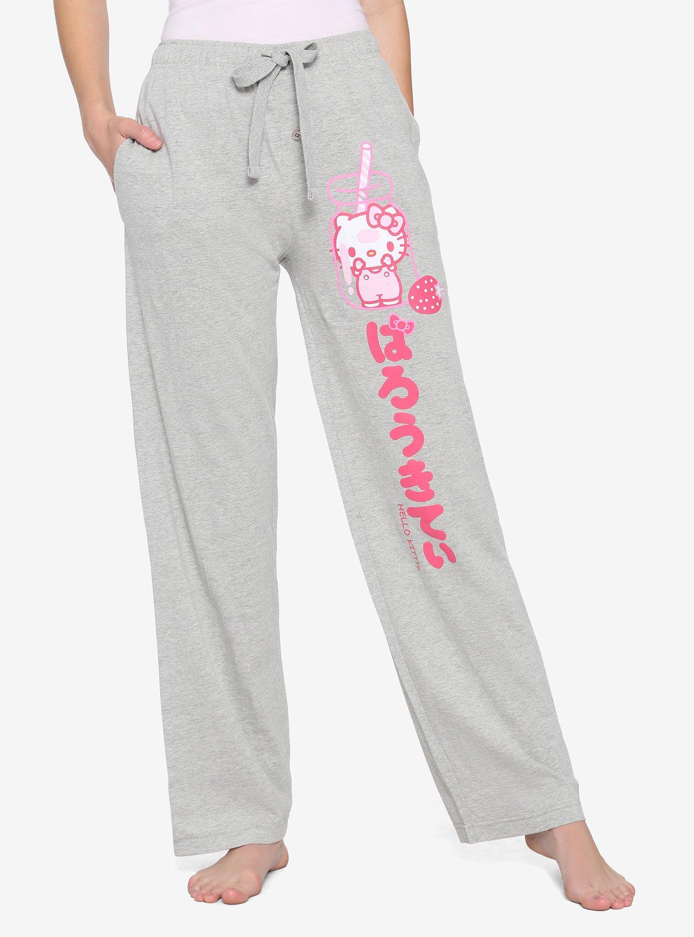 Hello Kitty Strawberry Milk Grey Pajama Pants