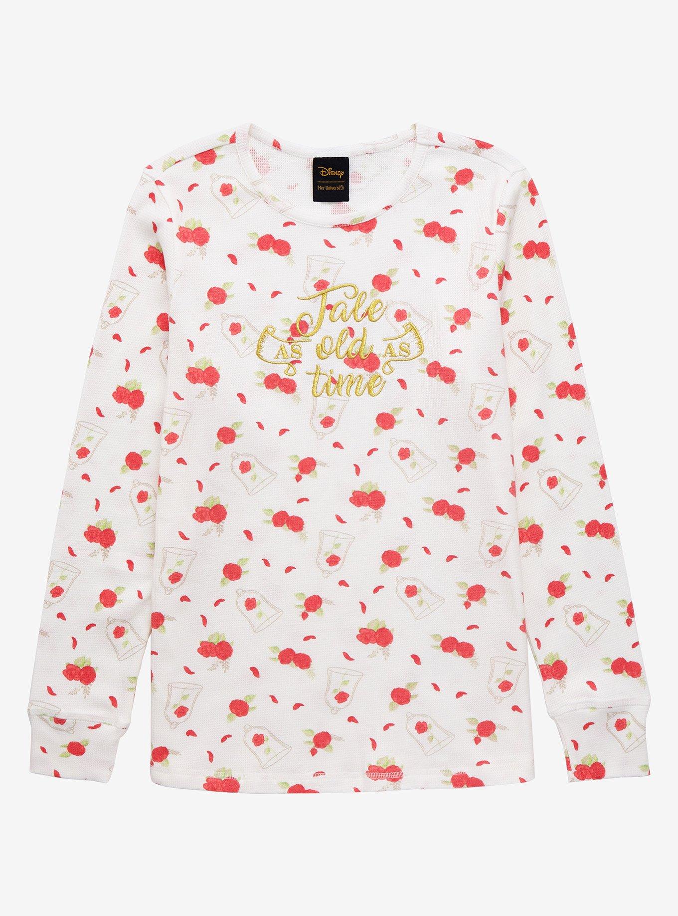 Her Universe Disney Beauty and the Beast Tale as Old as Time Thermal Long Sleeve T-Shirt, CREAM, hi-res
