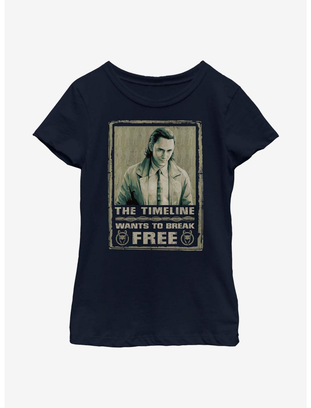 Marvel Loki Break Free Youth Girls T-Shirt, NAVY, hi-res