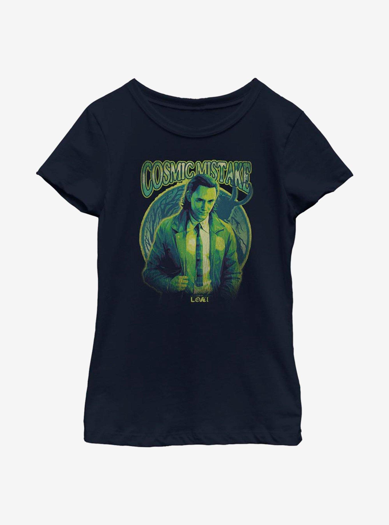 Marvel Loki Cosmic Mistake Wrong Youth Girls T-Shirt, NAVY, hi-res