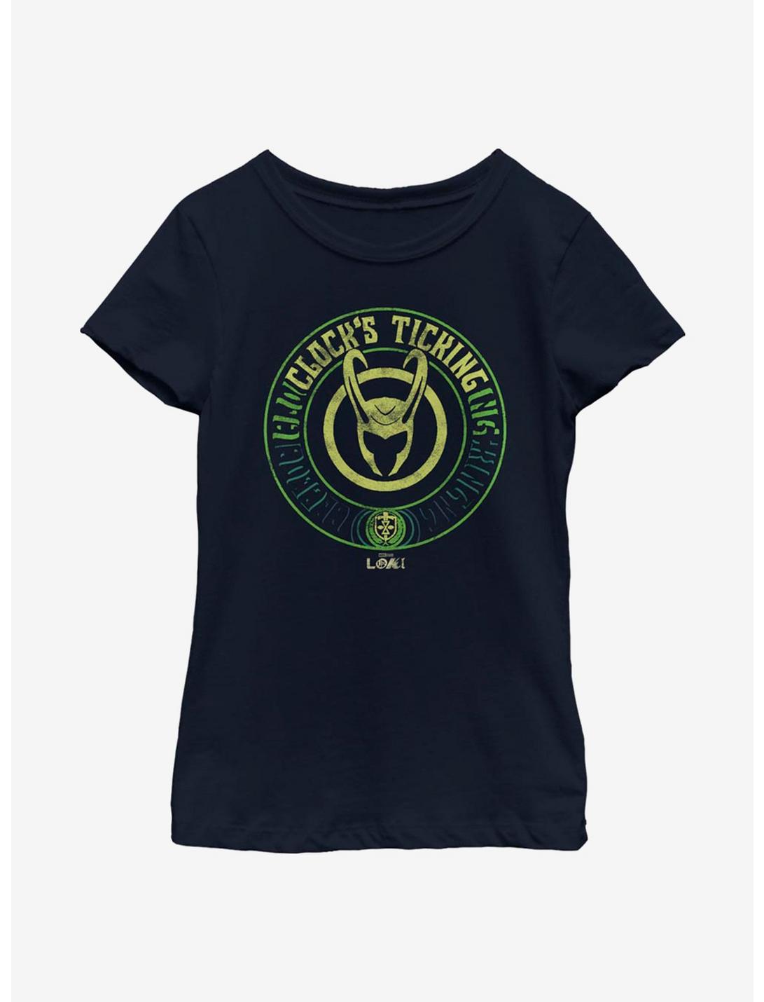 Marvel Loki Ticktock Youth Girls T-Shirt, NAVY, hi-res