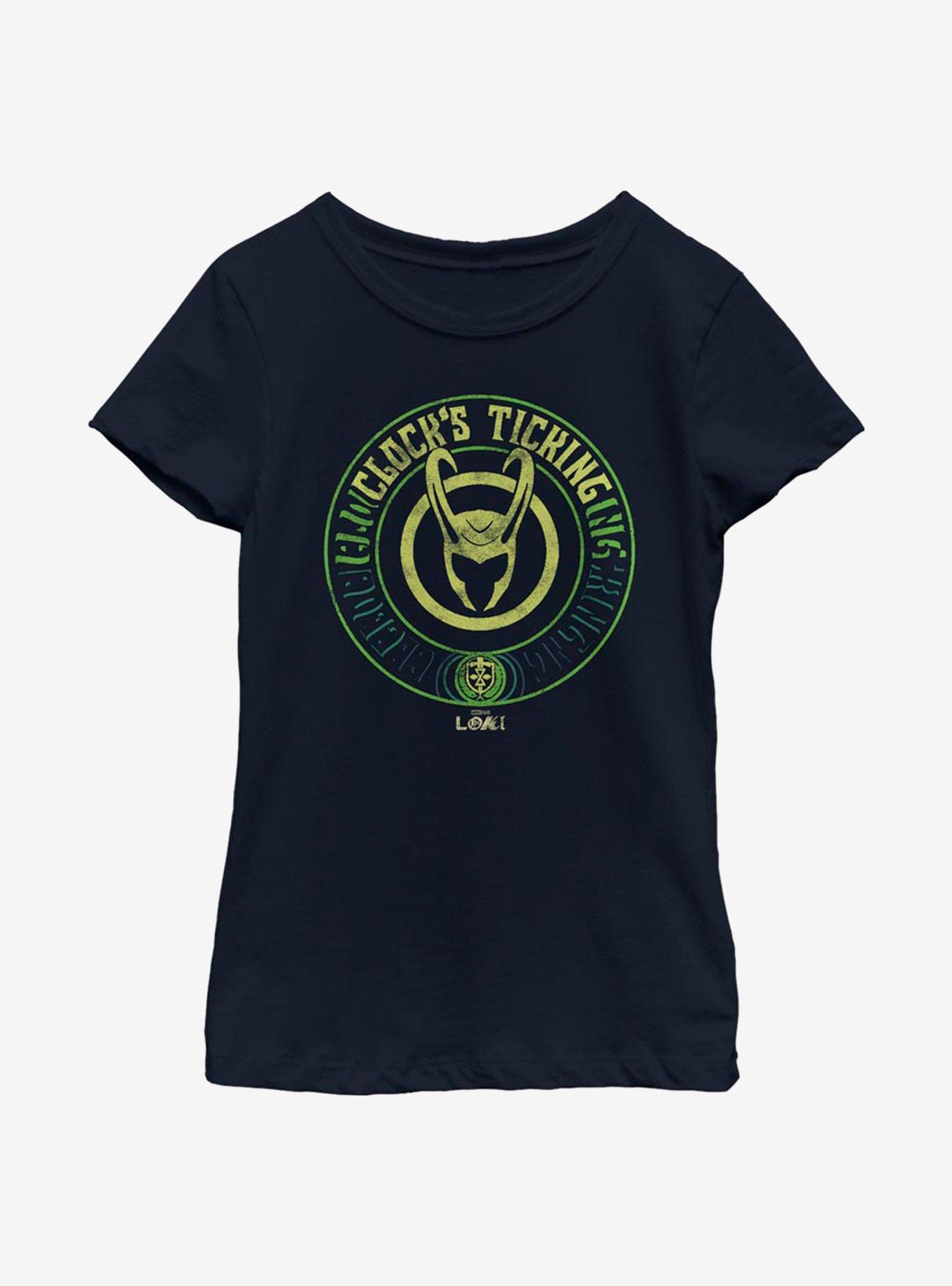 Marvel Loki Ticktock Youth Girls T-Shirt, NAVY, hi-res