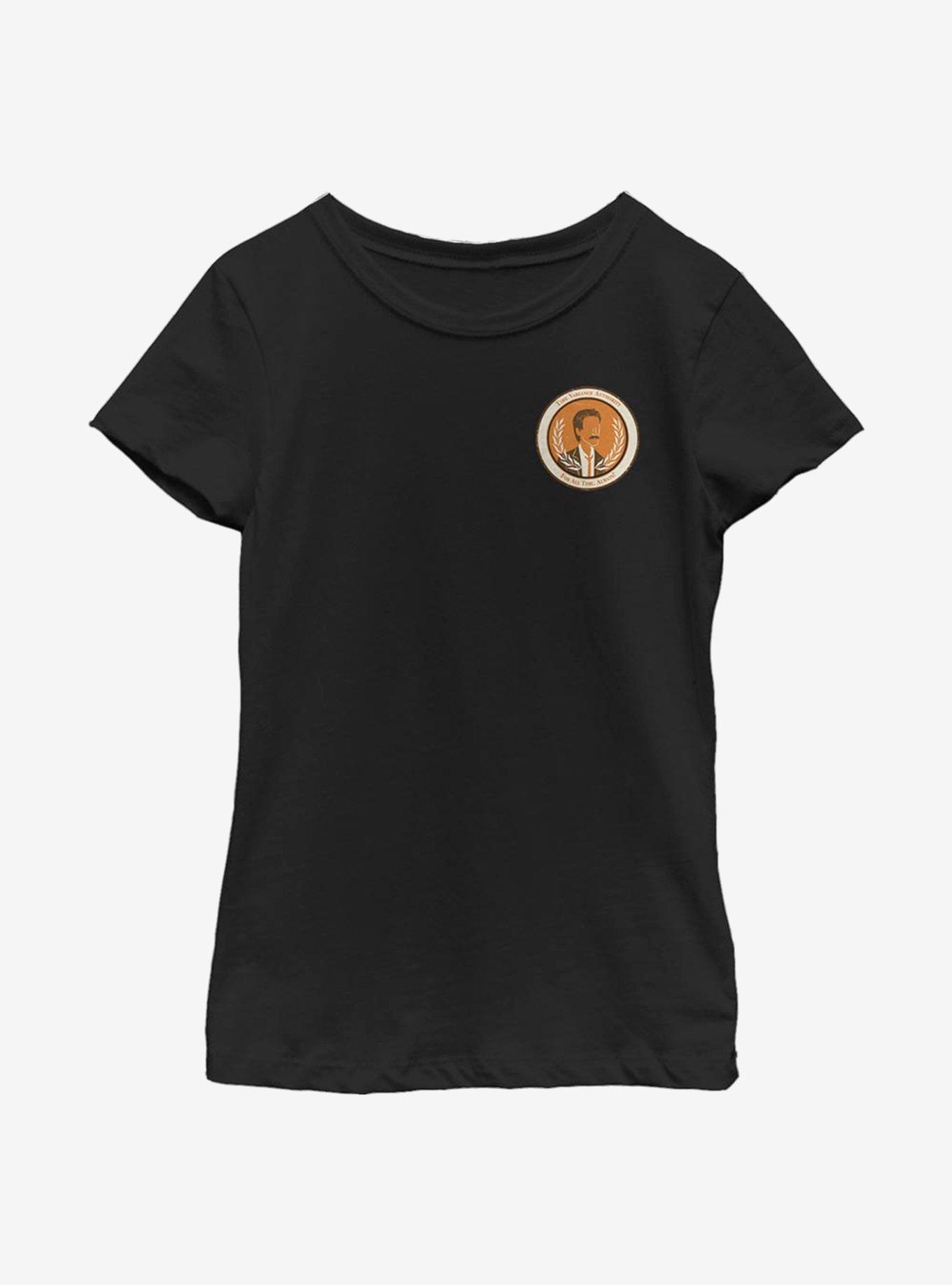 Marvel Loki Time Variance Authority Badge Youth Girls T-Shirt, BLACK, hi-res