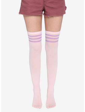 Pink & Purple Varsity Stripe Thigh Highs, , hi-res