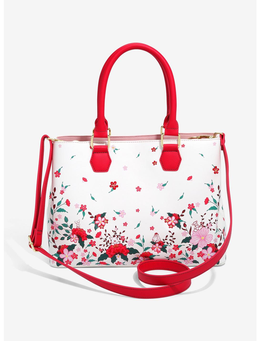 Loungefly Disney Winnie the Pooh Red & Pink Flowers Floral Handbag
