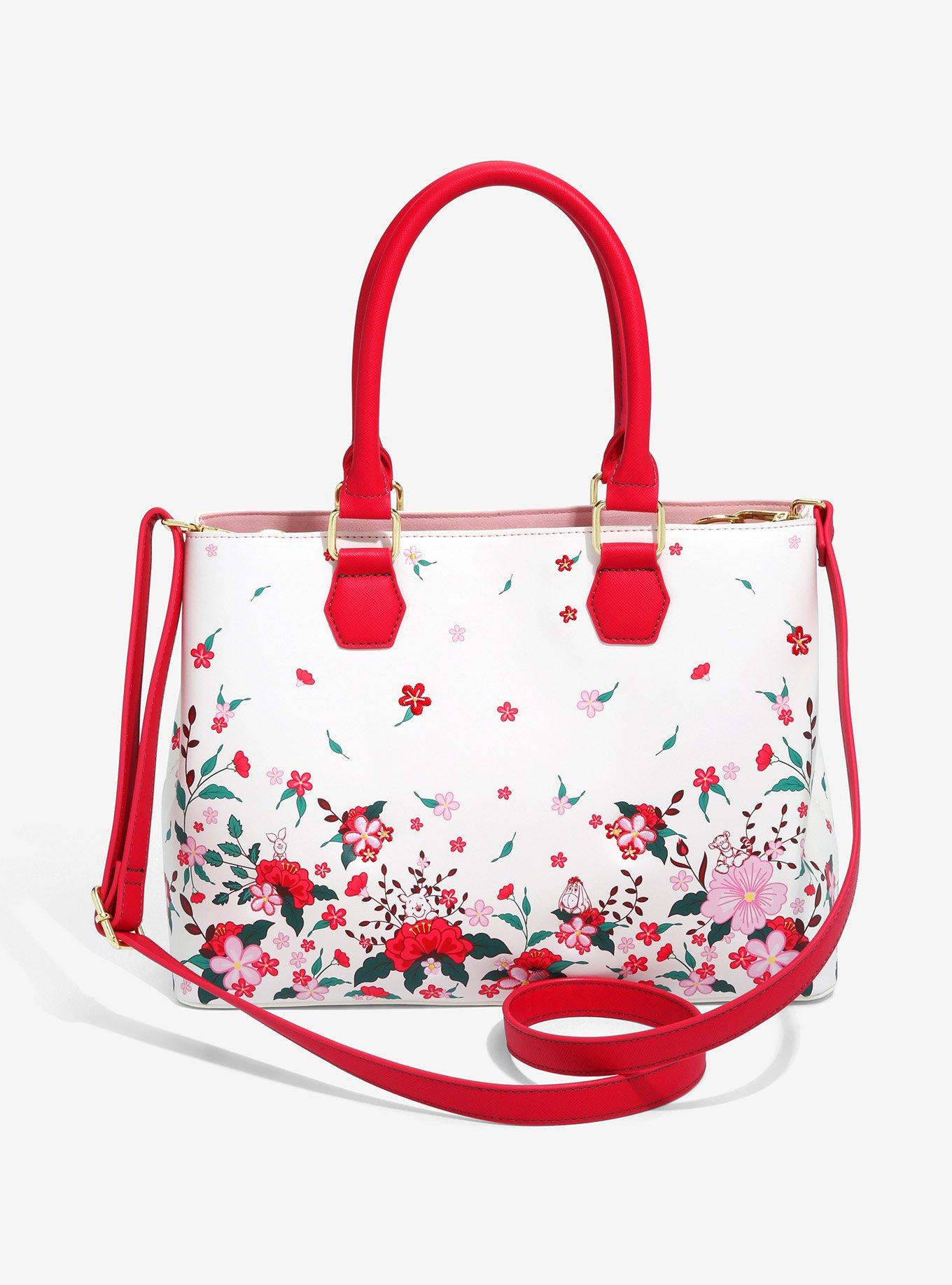 Loungefly Disney Winnie the Pooh Red & Pink Flowers Floral Handbag