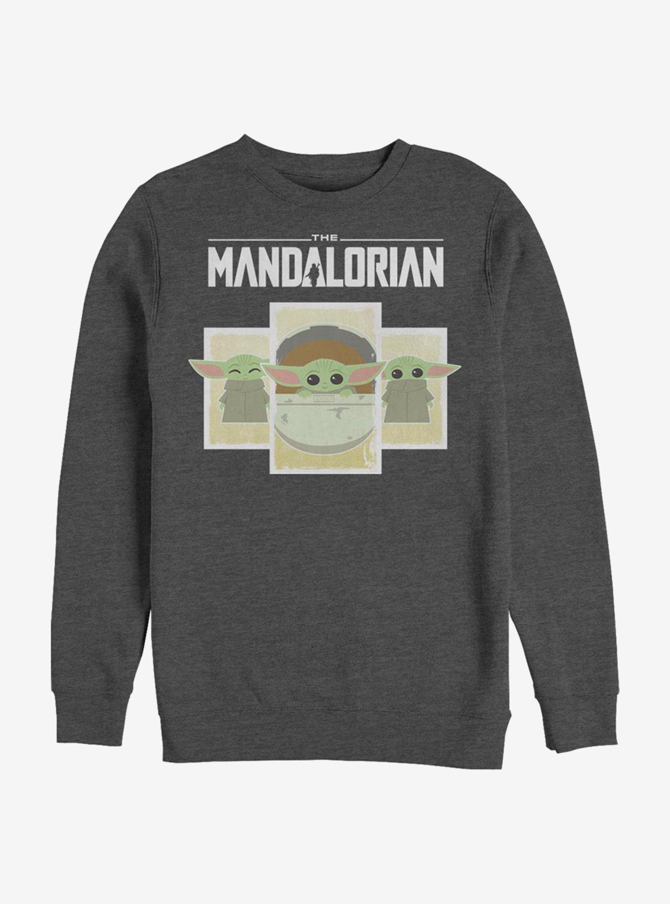 Star Wars The Mandalorian The Child Boxes Crew Sweatshirt, CHAR HTR, hi-res