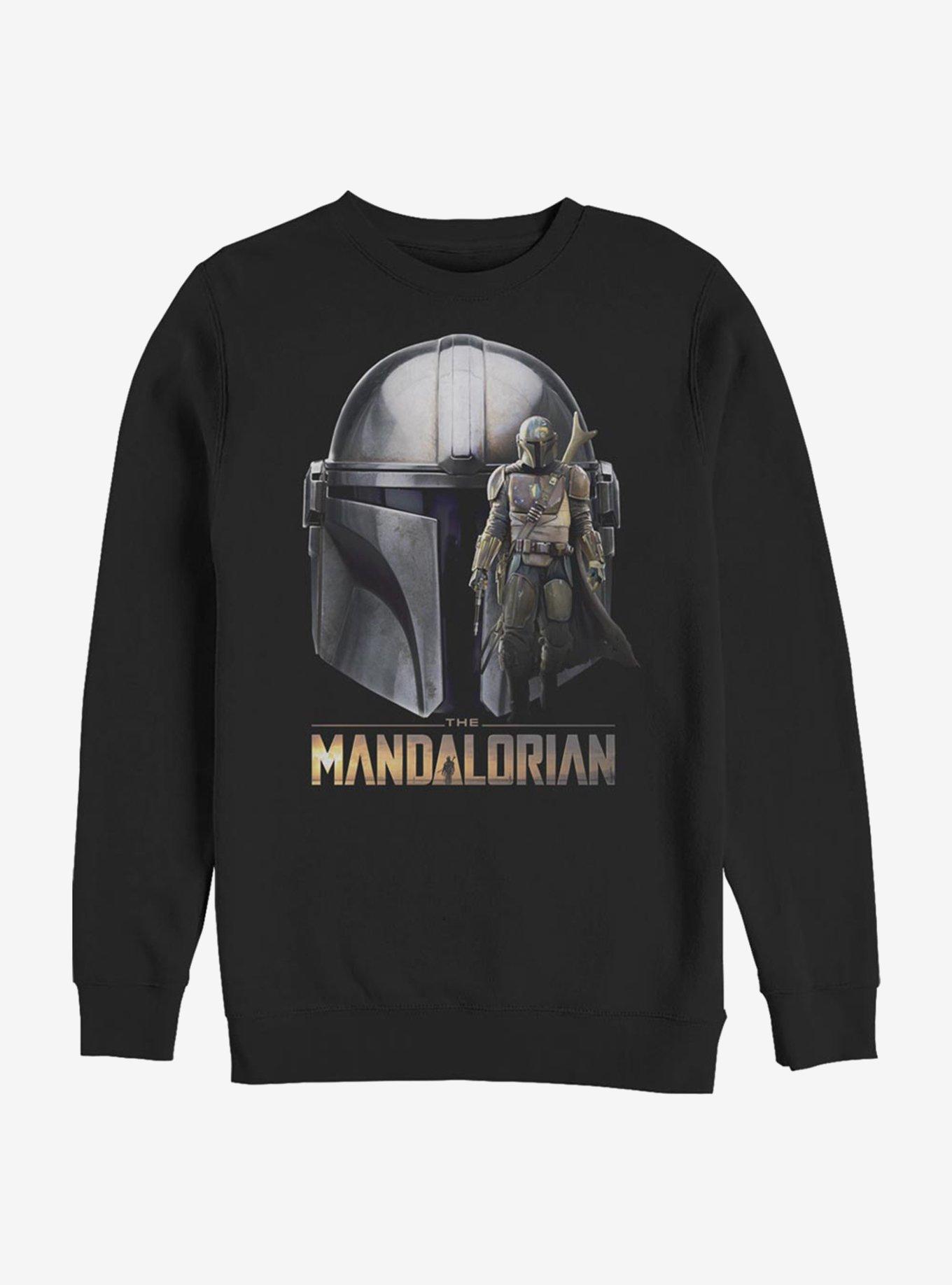 Star Wars The Mandalorian Mando Helmet Crew Sweatshirt, BLACK, hi-res