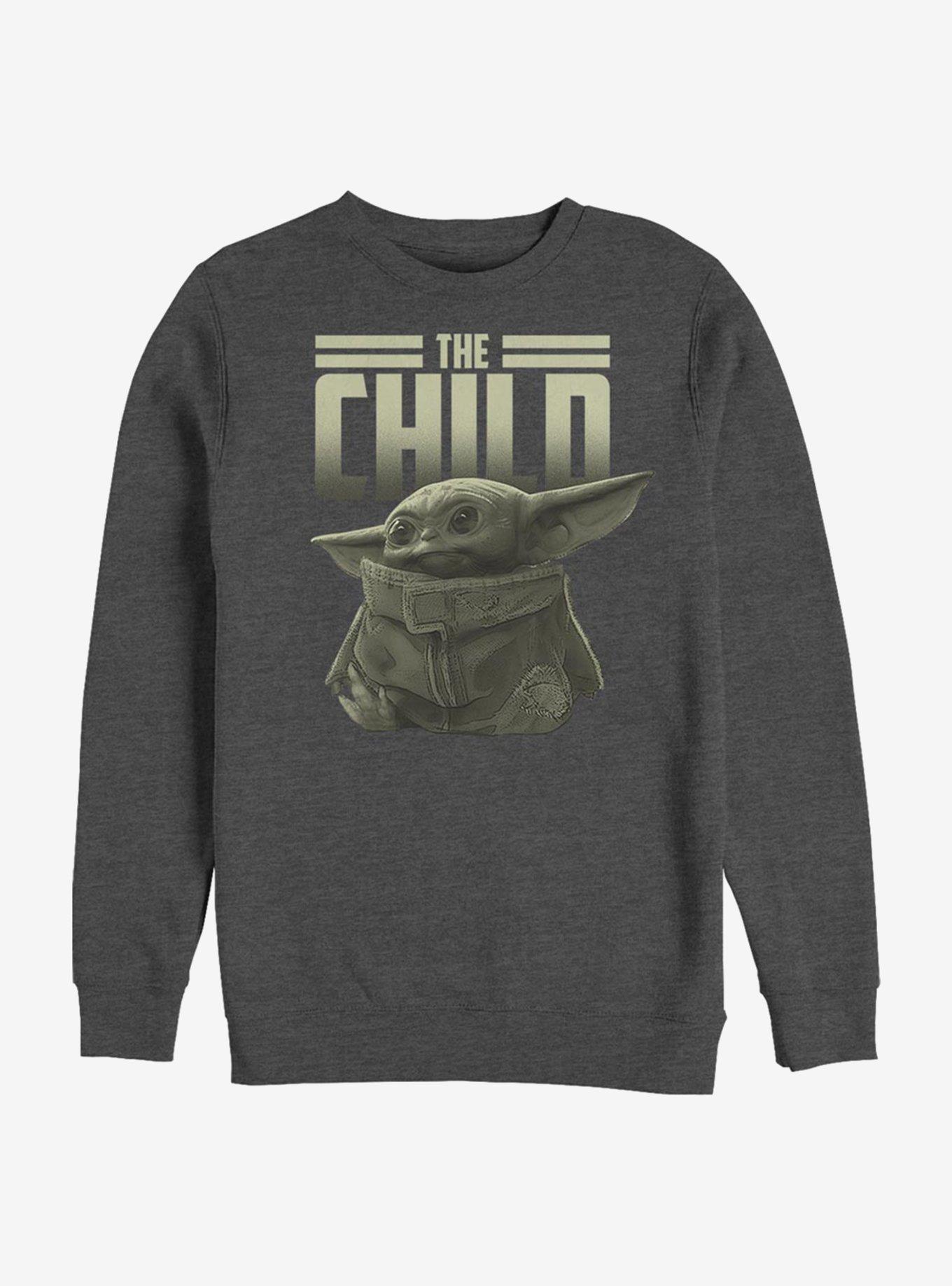 Star Wars The Mandalorian The Child Title Crew Sweatshirt, CHAR HTR, hi-res