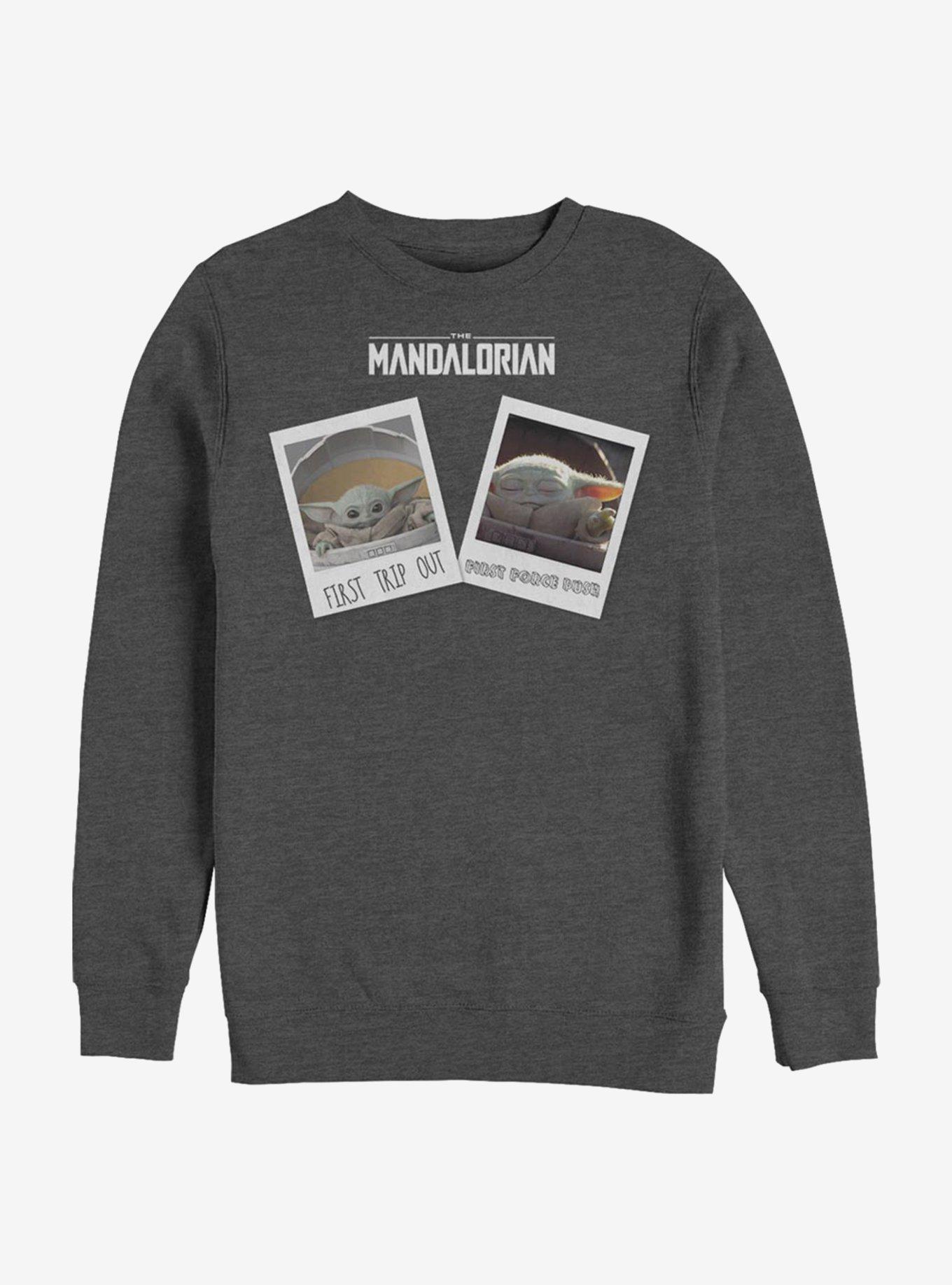 Star Wars The Mandalorian Travel Polaroids Crew Sweatshirt, CHAR HTR, hi-res