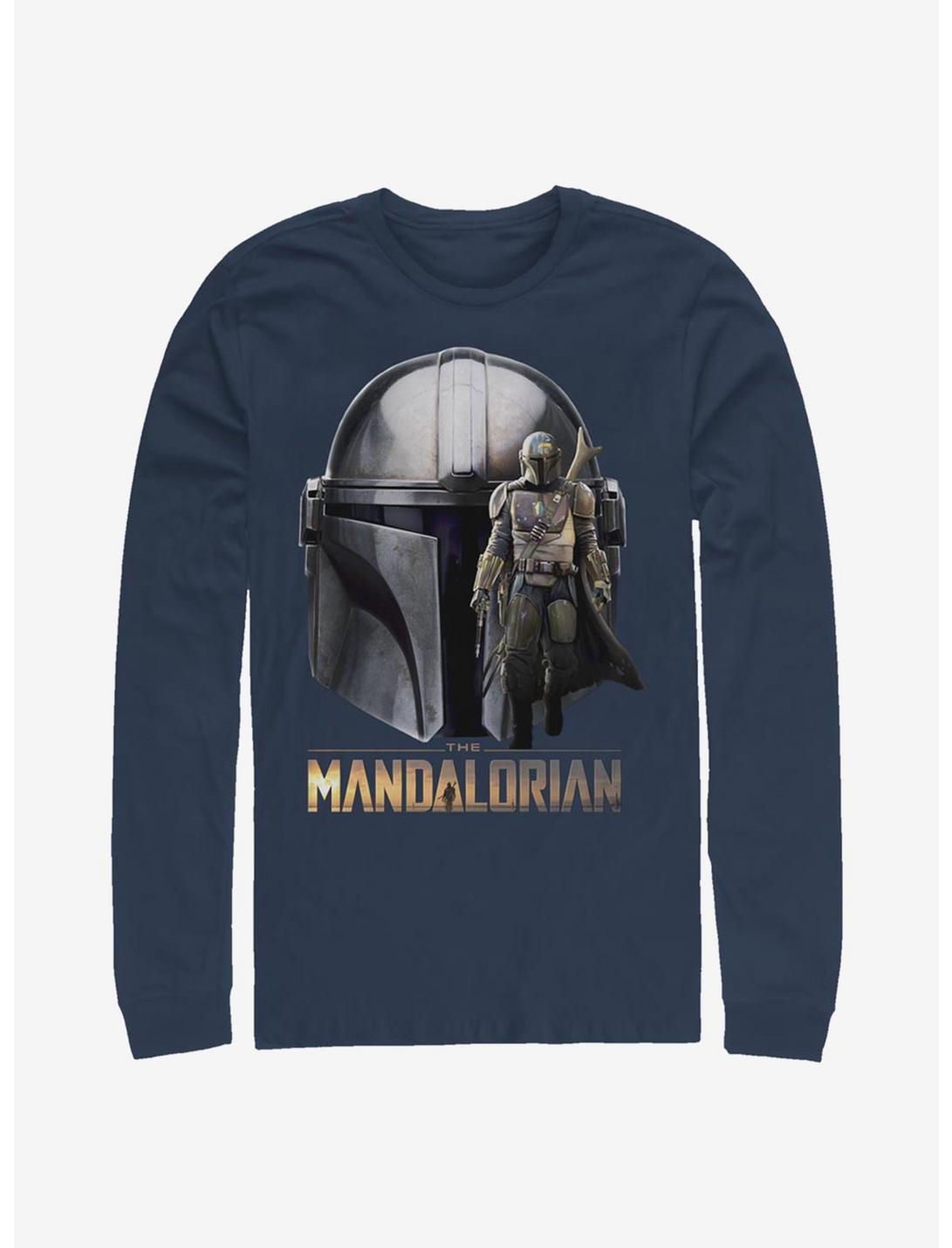 Star Wars The Mandalorian Mando Helmet Long-Sleeve T-Shirt, NAVY, hi-res