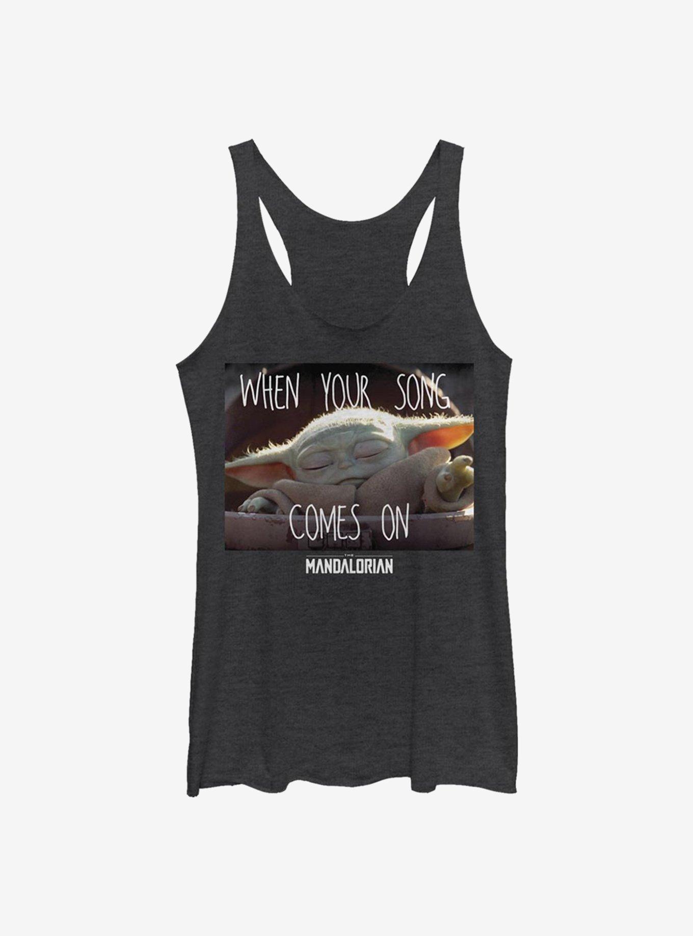 Star Wars The Mandalorian The Child Song Meme Girls Tank, BLK HTR, hi-res