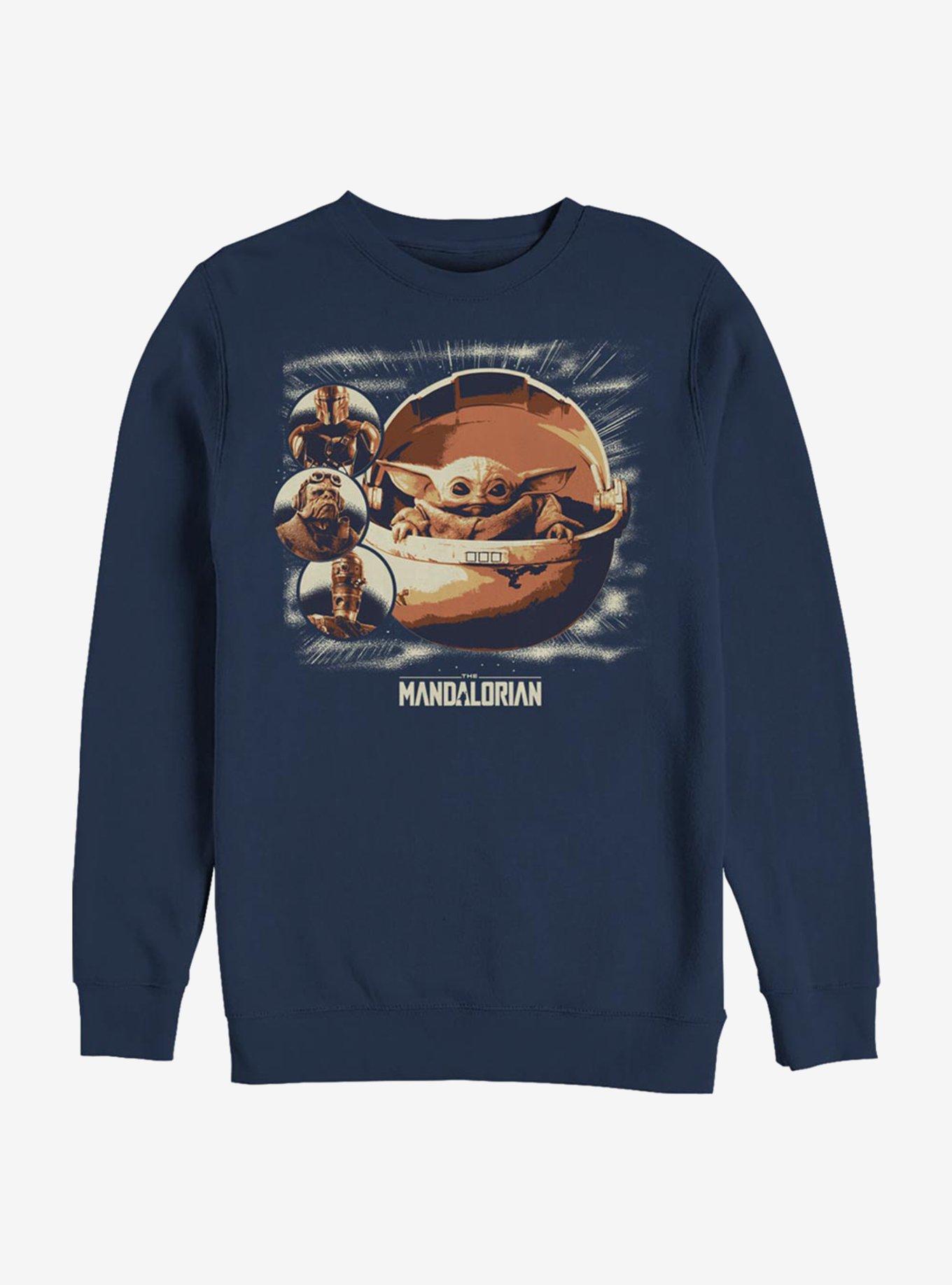 Star Wars The Mandalorian The Child Group Crew Sweatshirt, NAVY, hi-res