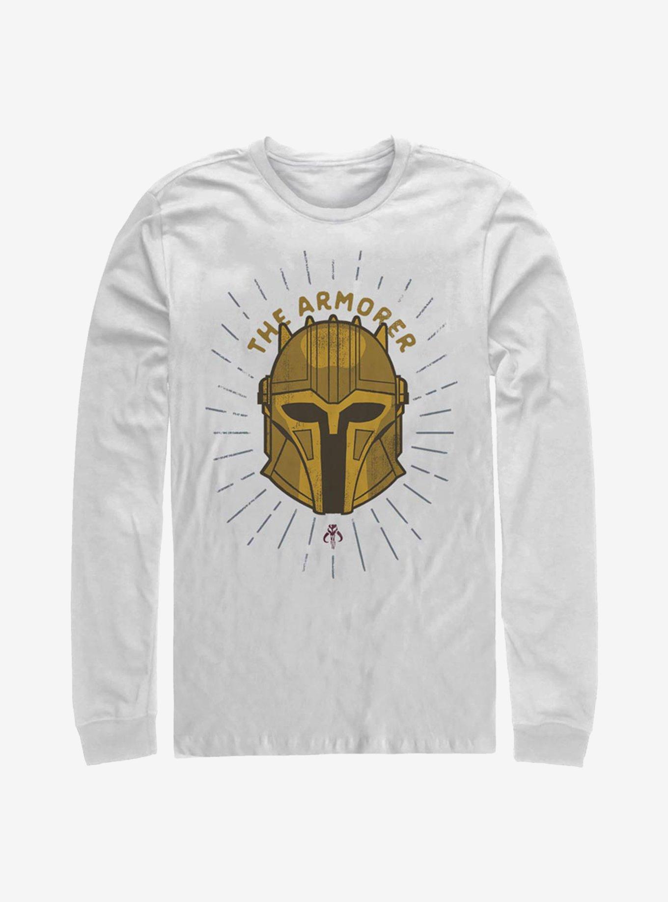 Star Wars The Mandalorian Armorer Shield Long-Sleeve T-Shirt, WHITE, hi-res