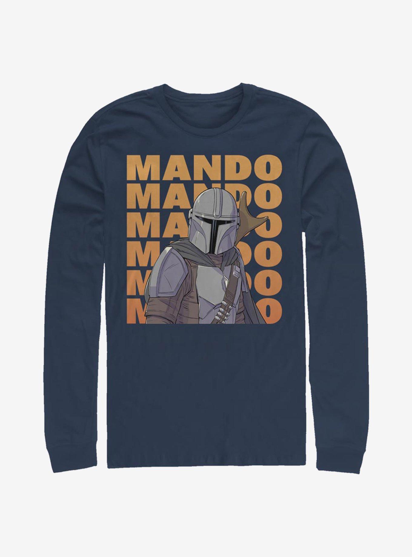 Star Wars The Mandalorian Mando Text Long-Sleeve T-Shirt, NAVY, hi-res